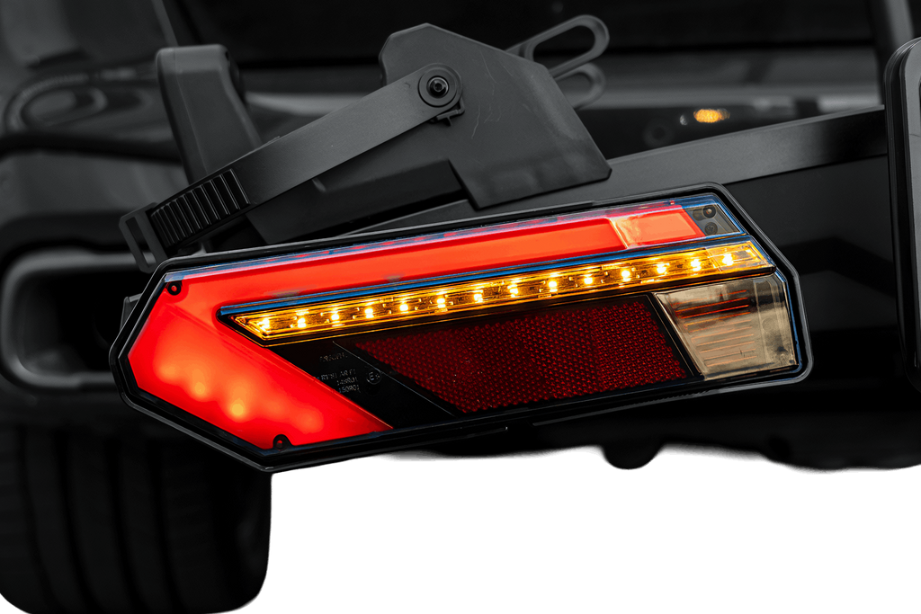 Inter Pack Velox 2 LED - portabici pieghevole da gancio traino per 2 biciclette con luci a LED (nero)