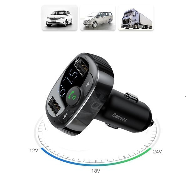 Trasmettitore FM BASEUS tipo T, Bluetooth 4.2, MP3 + caricabatterie da auto, 2 porte USB 3.4A