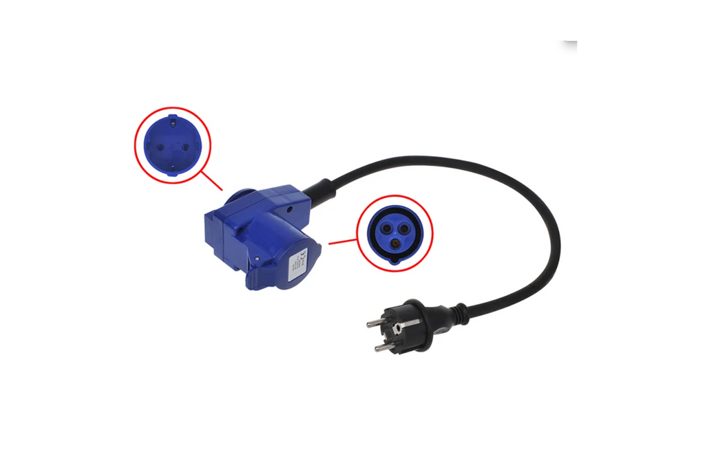 Adattatore con spina Schuko per connettore angolato CEE + presa Schuko, cavo Proplus 373528 da 40 cm