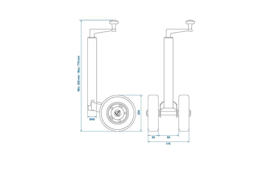 Ruota di supporto ProPlus 341508V02 150 kg 48 mm 550-770 mm