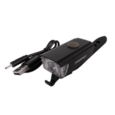 Faro anteriore per bicicletta PROFEX 82004 Pro in alluminio, batteria ai polimeri di litio e USB.