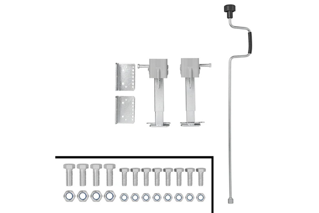 Set di due supporti estensibili con manovella e attacco ProPlus 361500 per rimorchio pianale da 1000 kg, 290-460 mm.