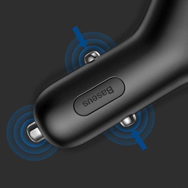 Caricabatterie da auto BASEUS tipo Y con 2 porte USB e presa accendisigari da 40 W.
