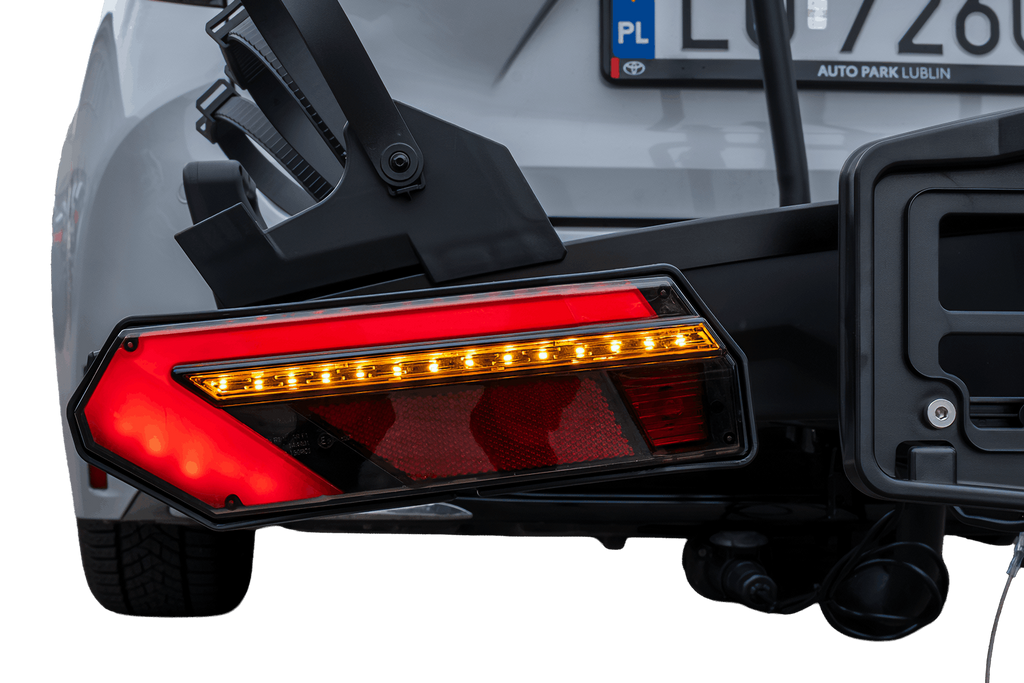 Inter Pack Velox 3 LED - portabici pieghevole da gancio di traino per 3 biciclette con luci a LED
