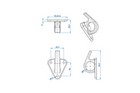 Gancio laterale in plastica ProPlus 342157V01 con occhiello per fissare teloni e cinghie di fissaggio per rimorchi.