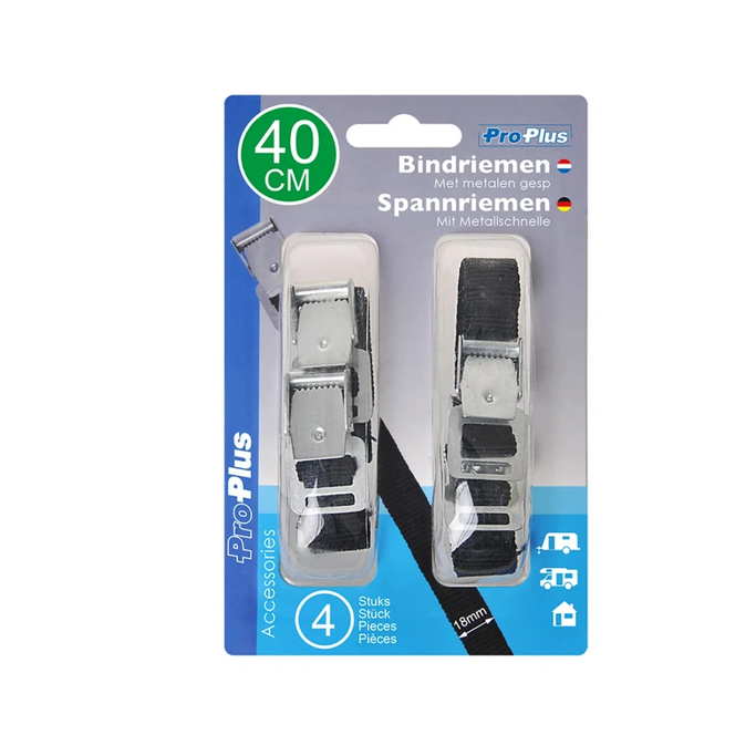 Set di quattro cinghie di fissaggio per bicicletta ProPlus 321285, lunghezza 40 cm.