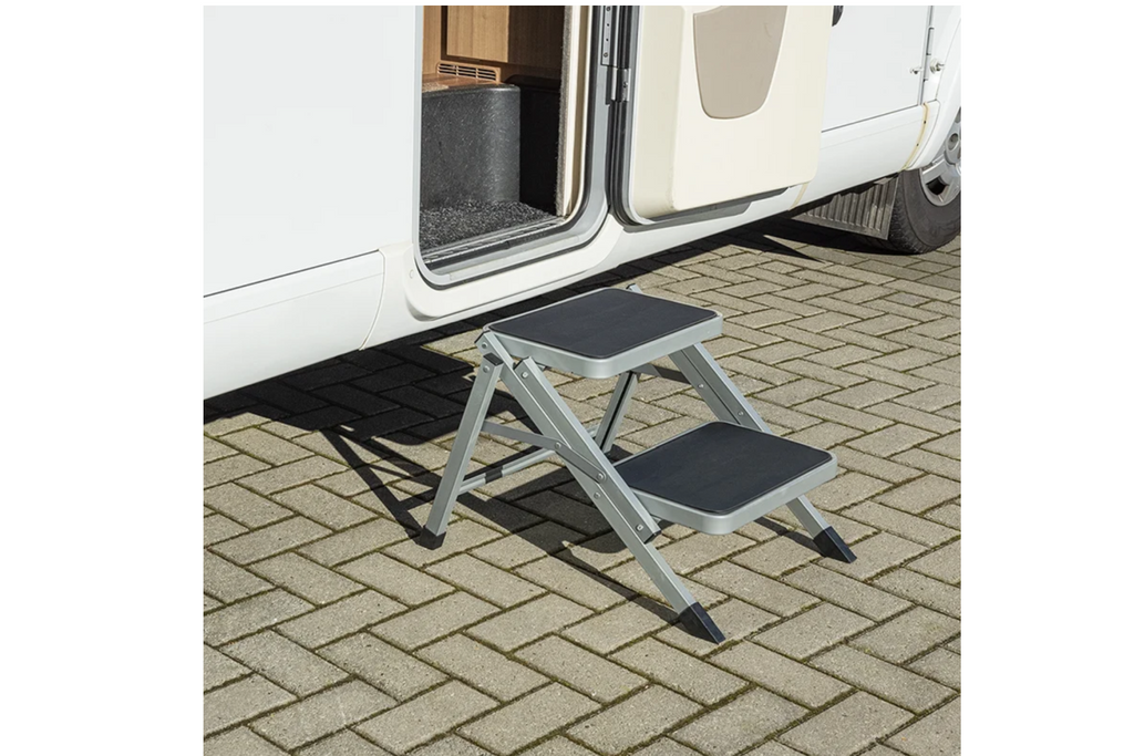ProPlus 360823V01 Scaletta pieghevole da campeggio a due gradini, portata massima 150 kg