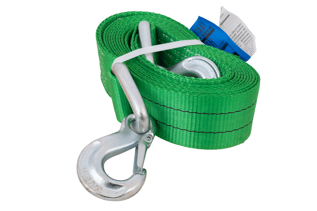 Cavo di traino con ganci HILLS, cinghia di traino 5 m/60 mm/6 t, verde
