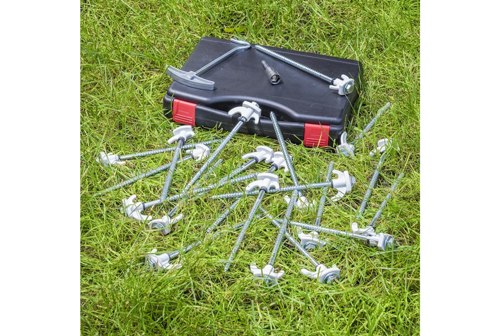 Set di picchetti a vite per tenda ProPlus 365014, picchetti in metallo con gancio 20x20 cm