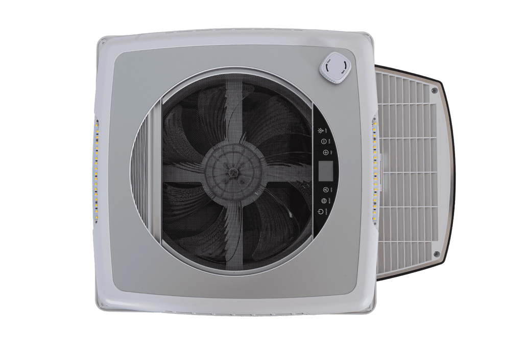 Ventilatore da tetto automatico PUNDMANN PLUS FAN per camper con illuminazione e tendina avvolgibile 400×400mm