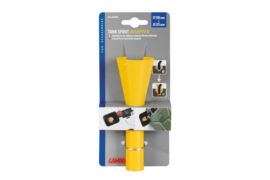 Adattatore per bocchettone di rifornimento carburante LAMPA 66988 per serbatoi diesel/benzina, diametro 50-25 mm