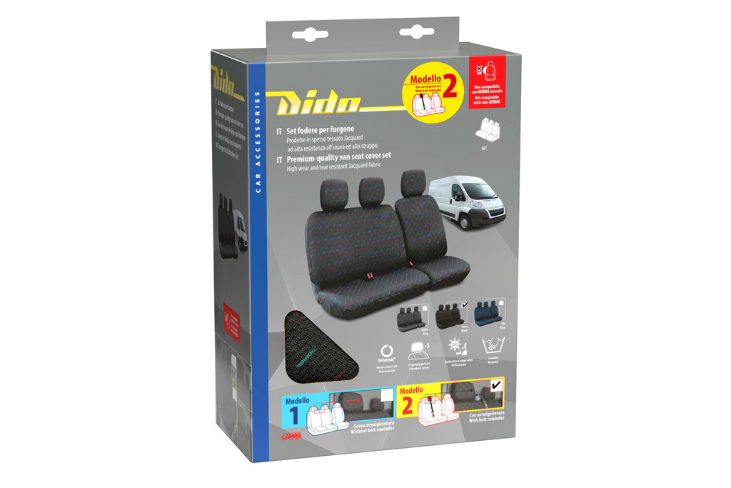 Set di coprisedili per auto LAMPA Dido-2 neri, per autobus e furgoni
