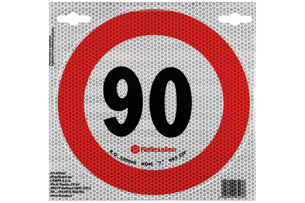 Adesivo riflettente LAMP segnale limite di velocità 90 km/h B-33