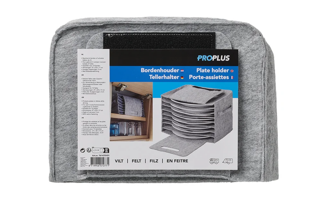 ProPlus 761475V01 organizer per piatti da campeggio, in feltro, per 10 piatti