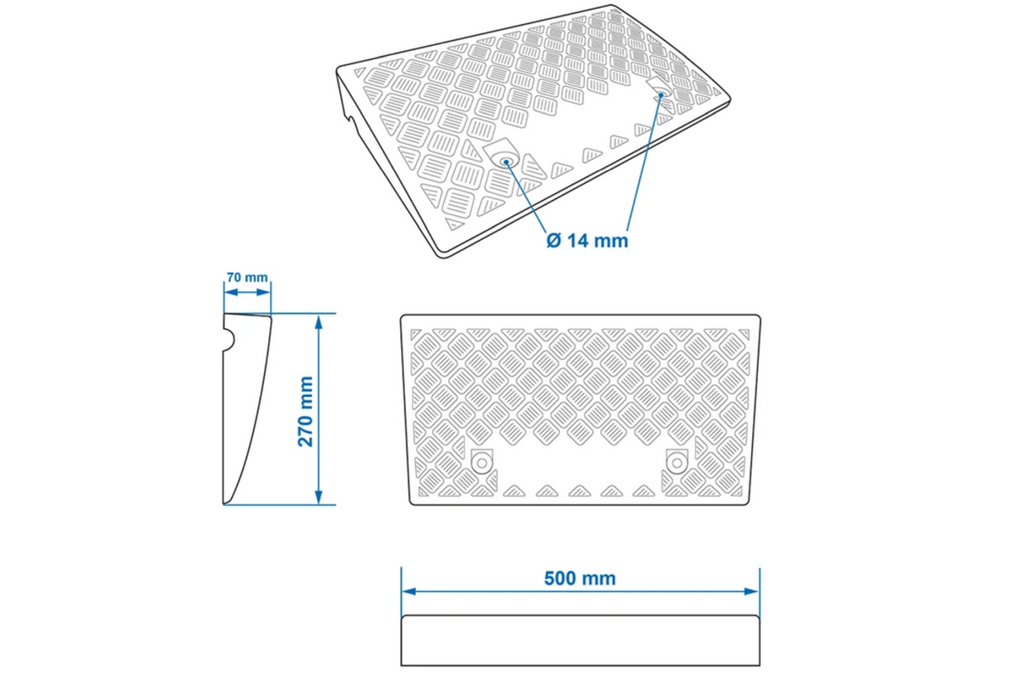 Set di due rampe di accesso carrabili ProPlus 361570, rampe in gomma da 7 cm, portata 3000 kg.