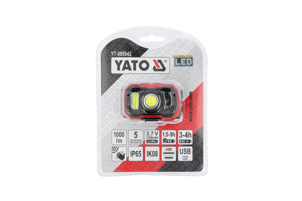Lampada frontale a LED YATO YT-085942 con sensore di movimento, 1000 lm