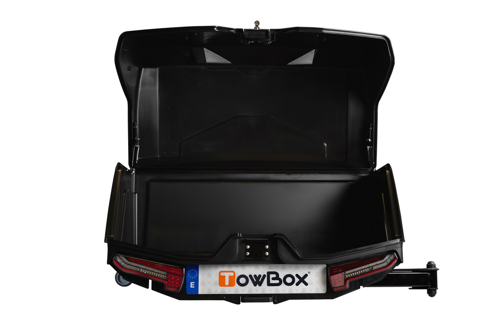Box portabagagli da gancio traino Camper Alpha nero LED (lungo)