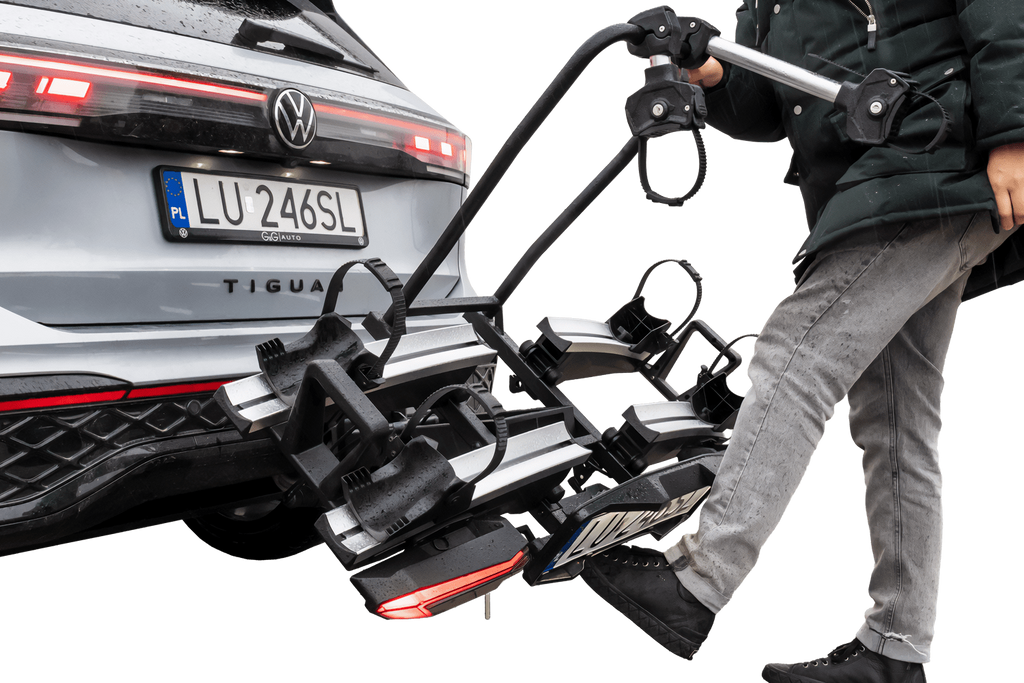 Inter Pack Velox 2 LED - portabici pieghevole da gancio di traino per 2 biciclette con luci a LED