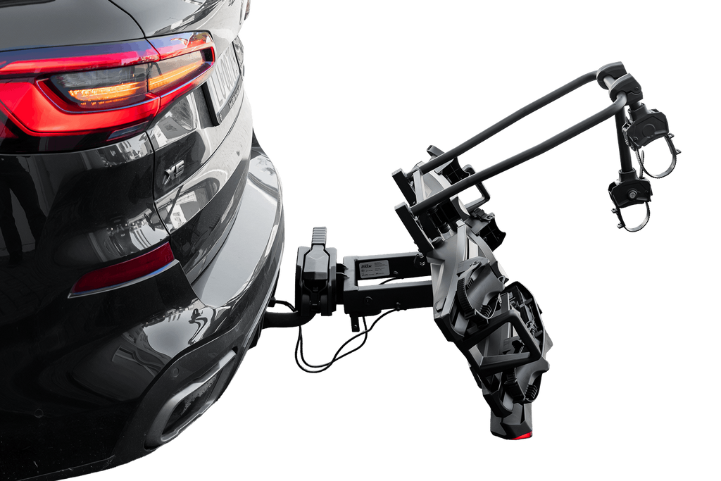 Inter Pack Velox 2 LED - portabici pieghevole da gancio traino per 2 biciclette con luci a LED (nero)