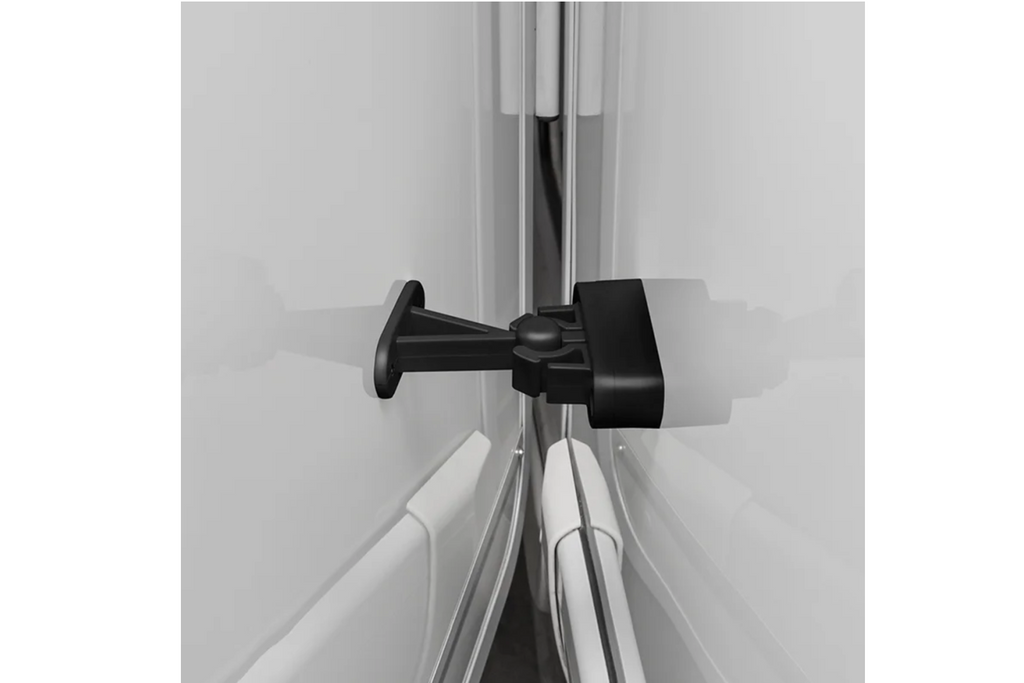Chiusura per porta di roulotte e camper ProPlus 362622V02BK, maniglia a molla nera per tenere la porta