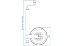 Ruota di supporto ProPlus 341507, portata 150 kg, altezza 48 mm, lunghezza 650-880 mm.