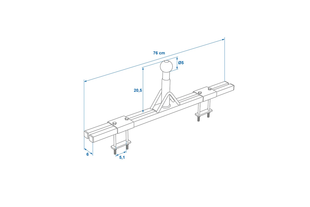 Adattatore per portabici da gancio di traino ProPlus 330238 per roulotte con timone da 760 mm