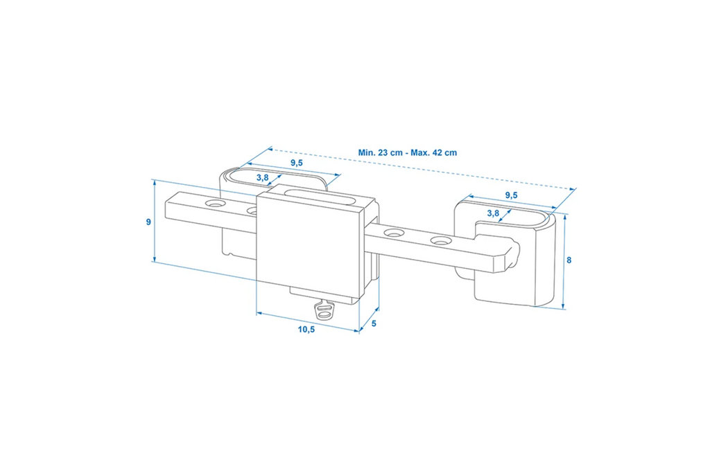 Serratura antifurto regolabile ProPlus 381341V01 per rimorchio portacontainer, da 23 a 42 cm.