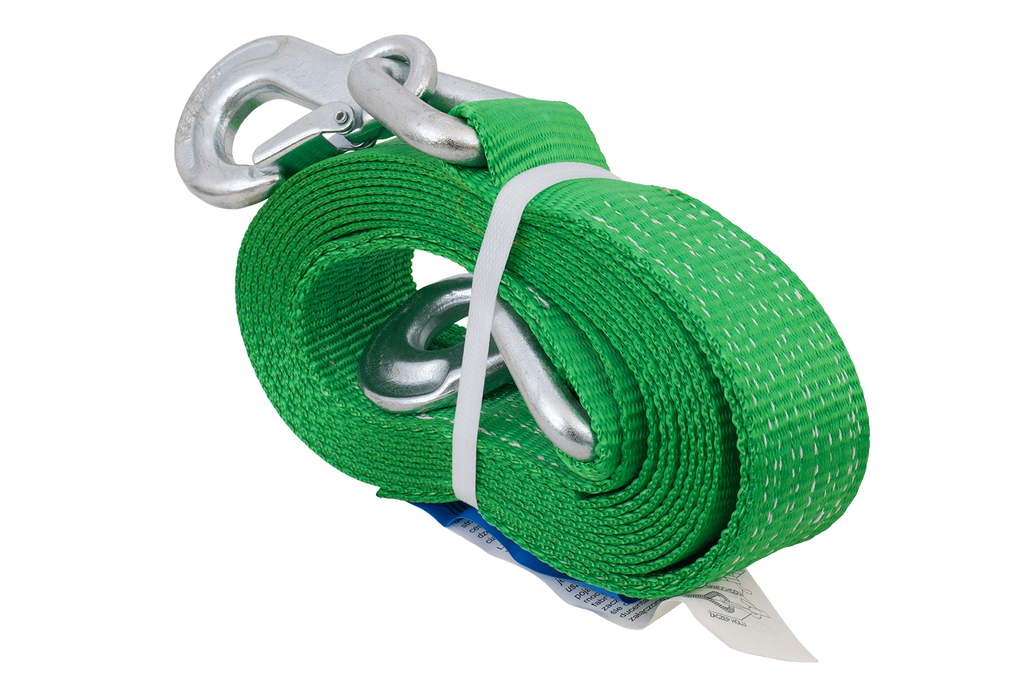 Cavo di traino con ganci HILLS, cinghia di traino 5 m/60 mm/6 t, verde