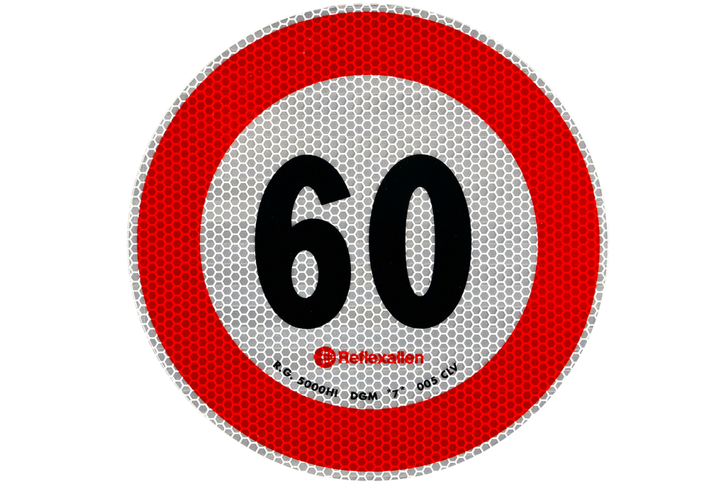 Adesivo riflettente LAMP segnale limite di velocità 60 km/h B-33