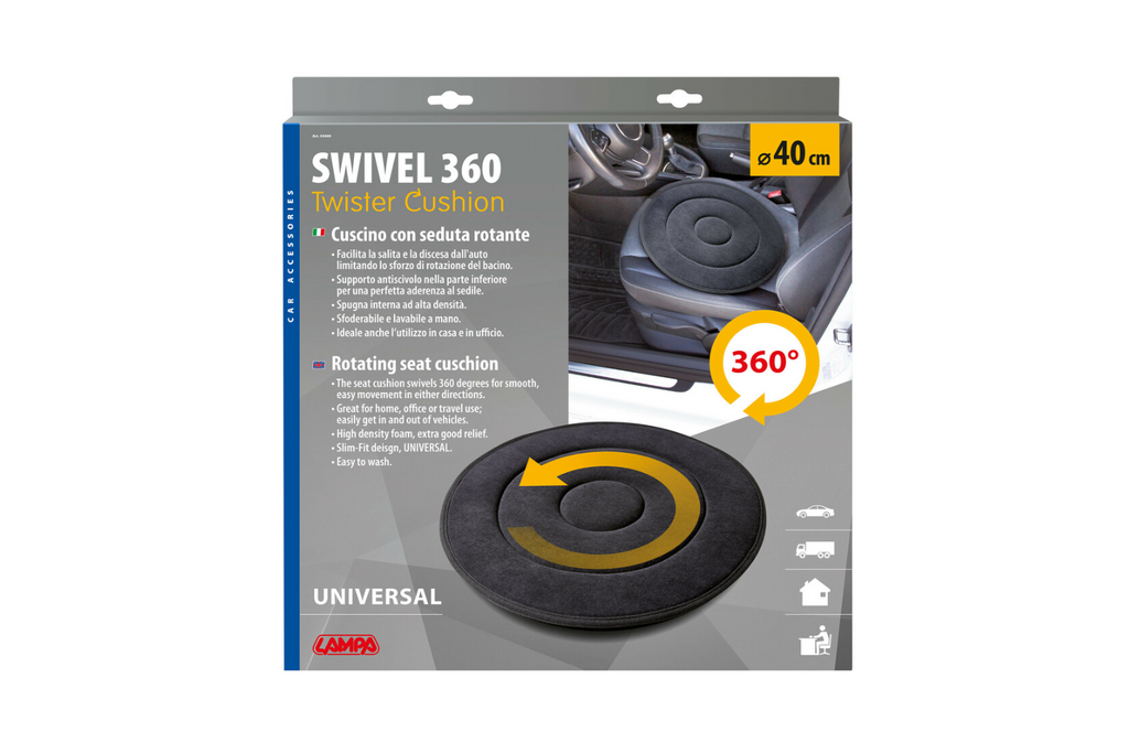 Cuscino girevole LAMPA a 360° per sedile auto, 40 cm