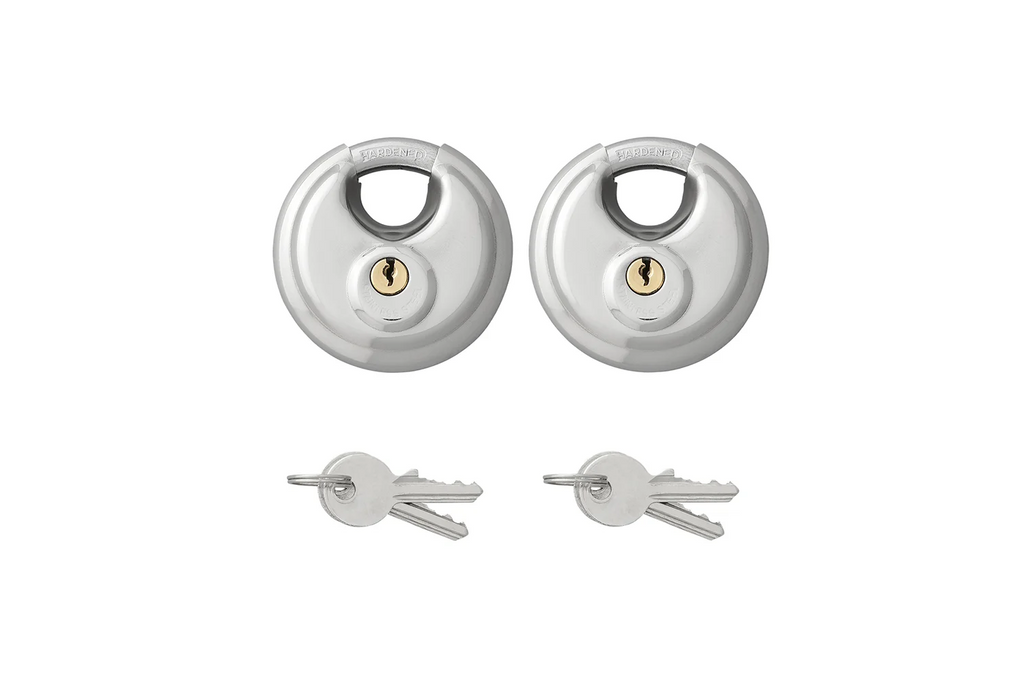 Set di due lucchetti rotondi ProPlus 341319S, con disco, 70 mm