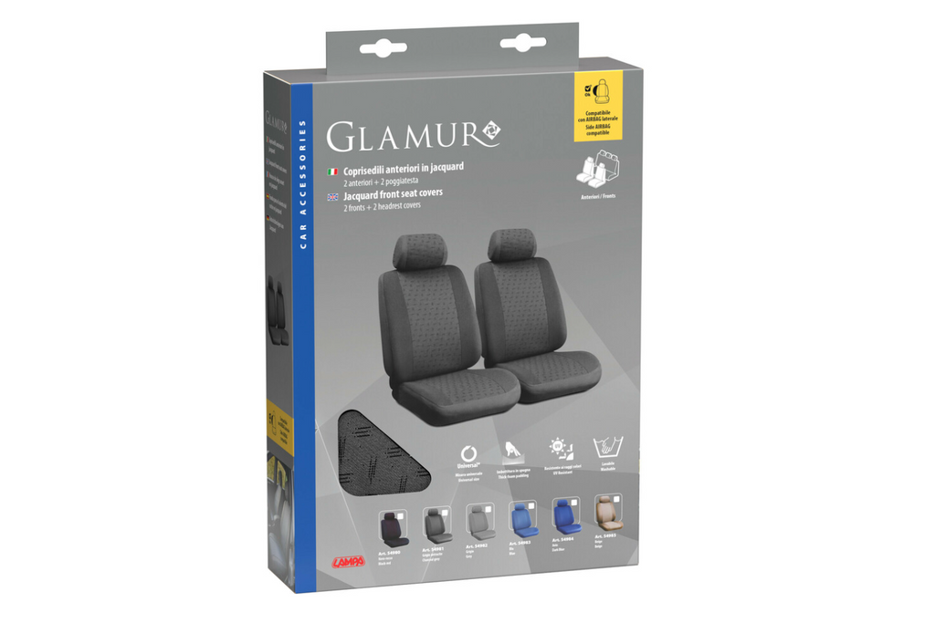 Set di coprisedili per auto LAMPA Glamur color antracite, per i sedili anteriori.