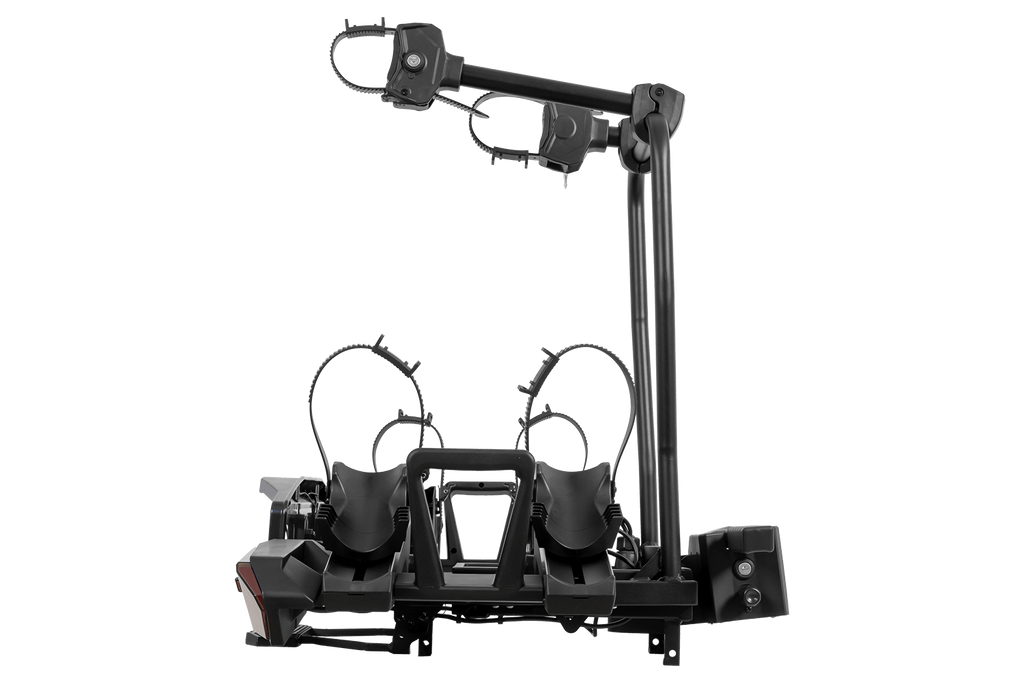Inter Pack Velox 2 LED - portabici pieghevole da gancio traino per 2 biciclette con luci a LED (nero)