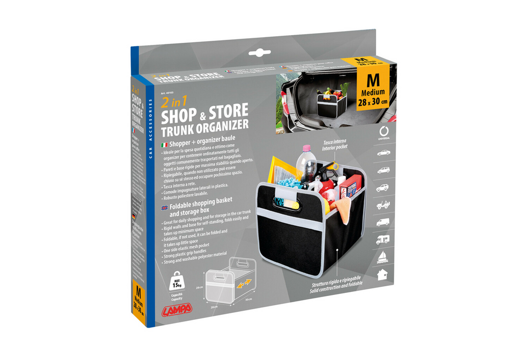 Cestino portaoggetti pieghevole LAMPA Shop&amp;Store M, 32x27 cm