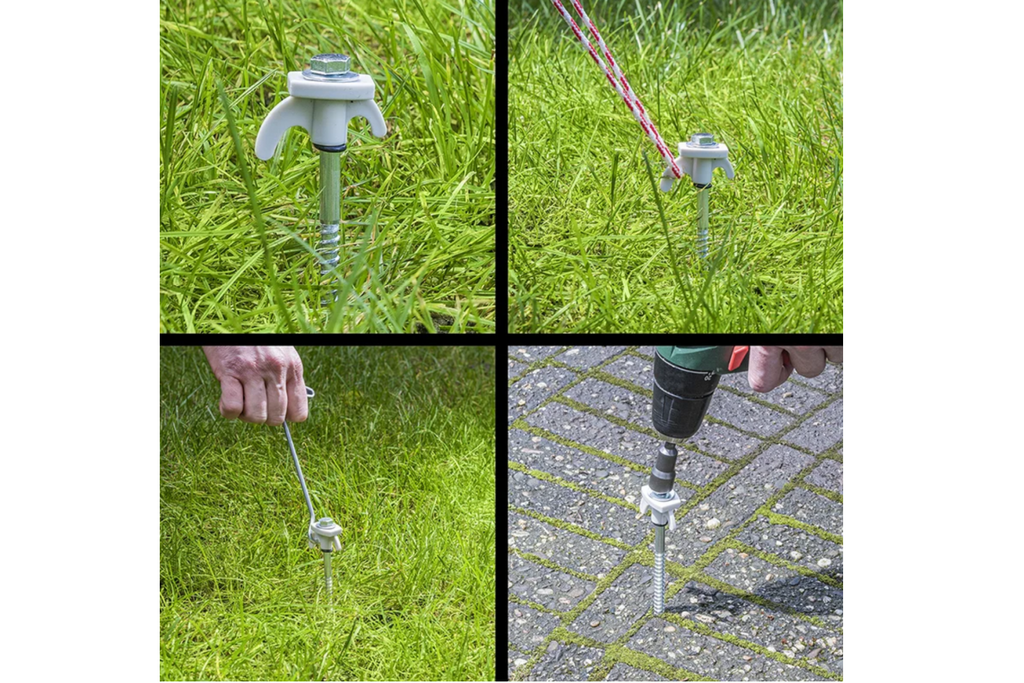 Set di picchetti a vite per tenda ProPlus 365014, picchetti in metallo con gancio 20x20 cm