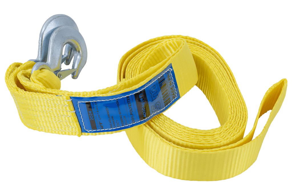 Fune di traino UNITRAILER con ganci, cinghia di traino 5m/50mm/4t gialla