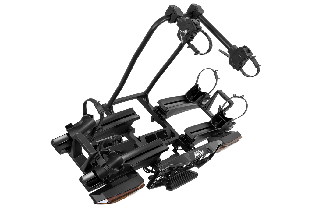 Inter Pack Velox 2 LED - portabici pieghevole da gancio traino per 2 biciclette con luci a LED (nero)